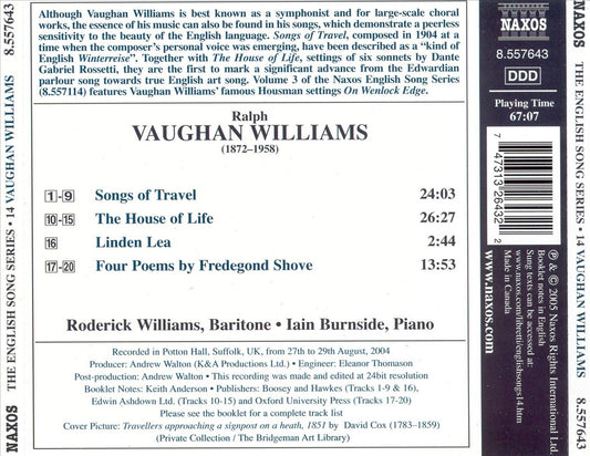 Vaughan Williams: Songs of Travel cover art