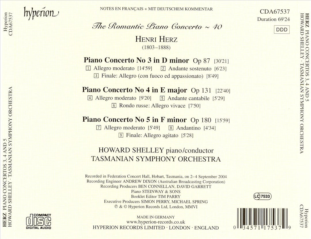 Romantic Piano Concerto, Vol. 40: Herz: Piano Concertos Nos. 3-5 cover art