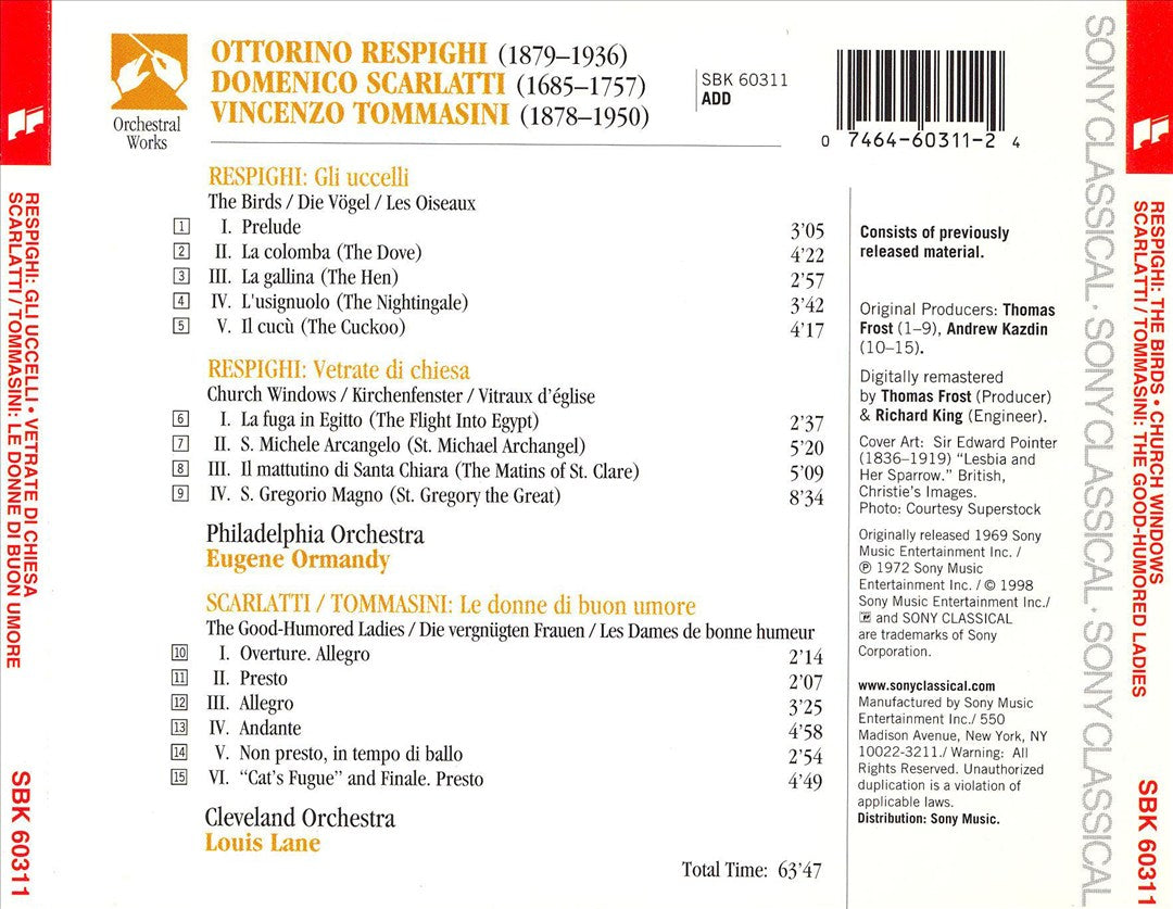 Respighi: The Birds; Church Windows; Scarlatti/Tommasini: The Good Humored Ladies cover art