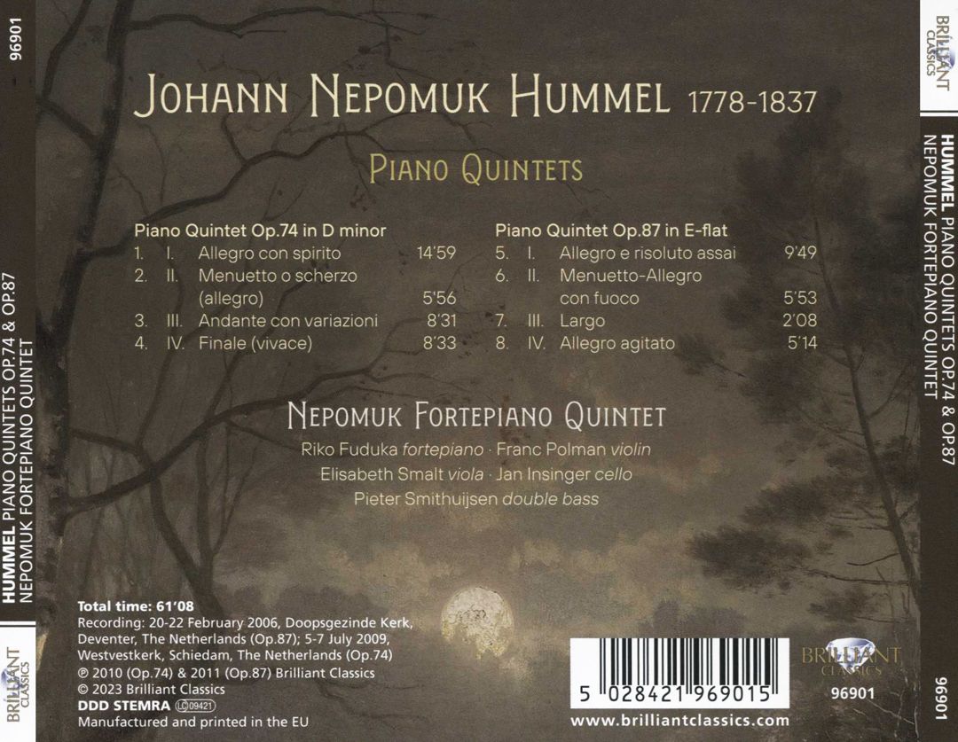 Hummel: Piano Quintets, Op. 74 & 87 cover art