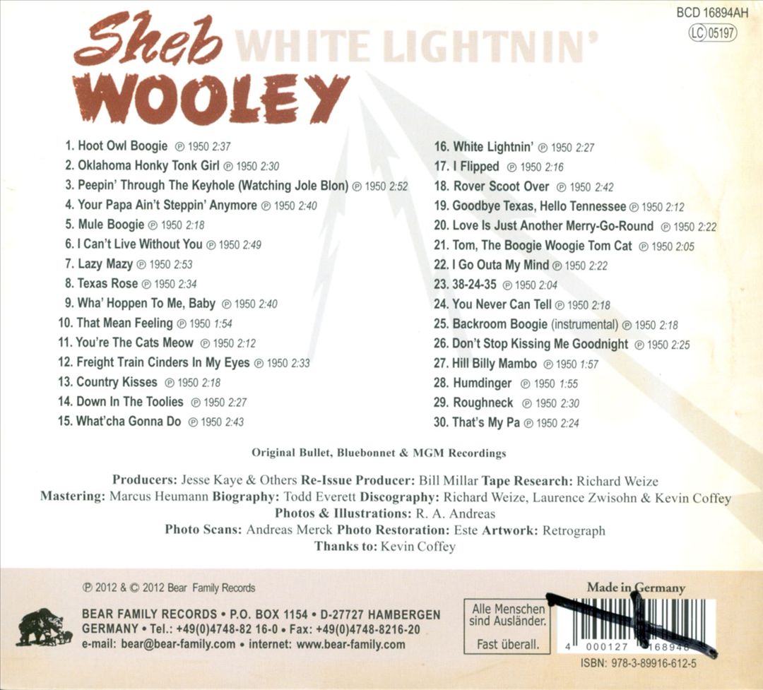 Gonna Shake This Shack Tonight: White Lightnin' cover art