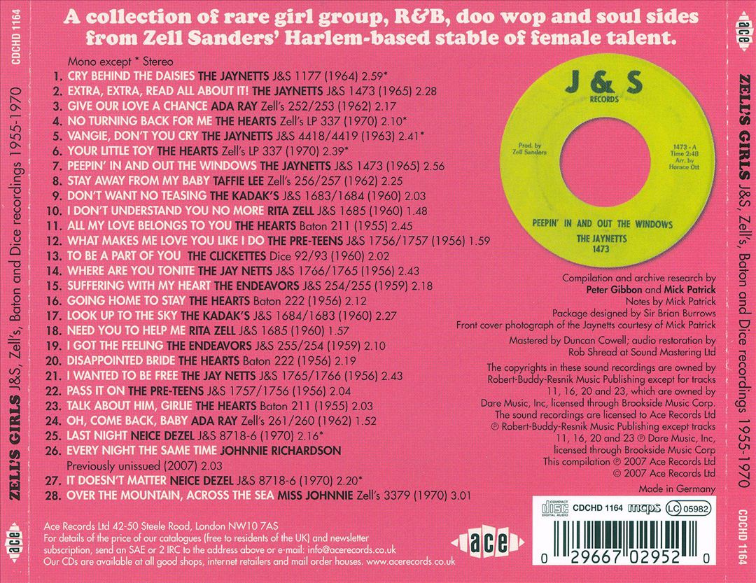 Zell's Girls: J&S, Zell's, Baton + Dice Recordings 1955-1970 cover art
