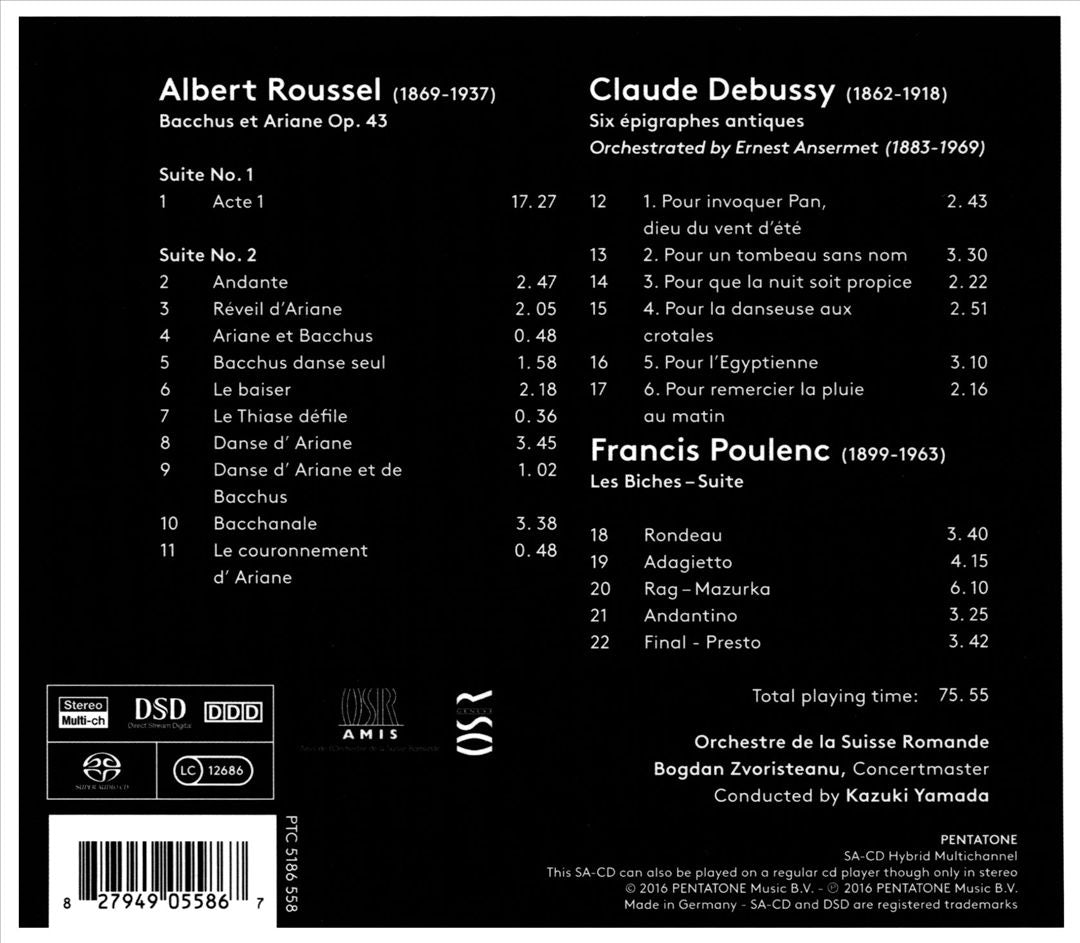 Roussel: Bacchus et Ariane; Debussy: Six épigraphes antiques; Poulenc: Les Biches cover art