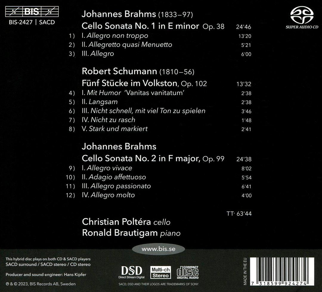 Brahms: Cello Sonatas; Schumann: Fünf Stücke im Volkston cover art