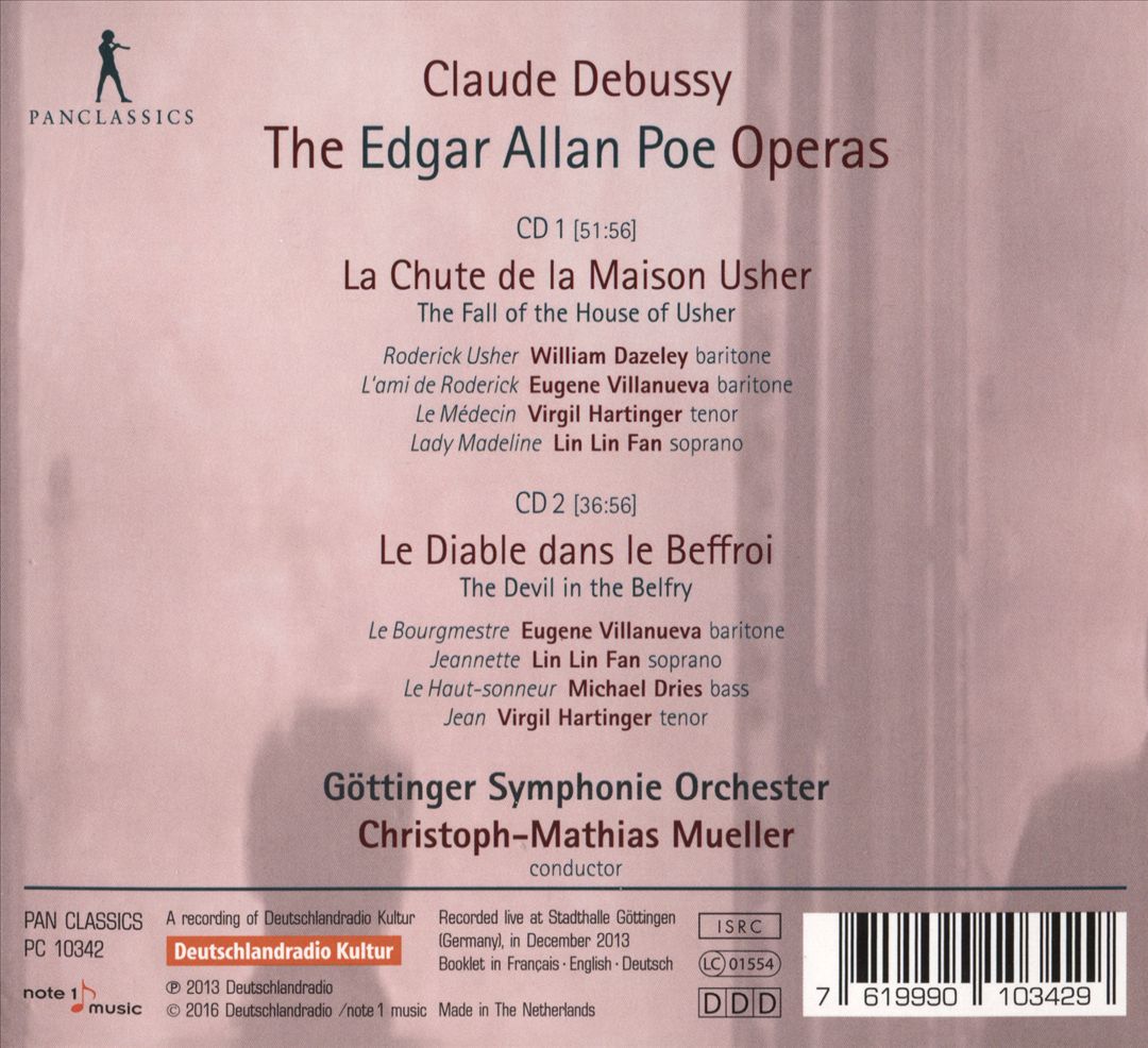 Debussy: The Edgar Allan Poe Operas - Le Chute de la Maison Usher, Le Diable dans le Beffroi cover art