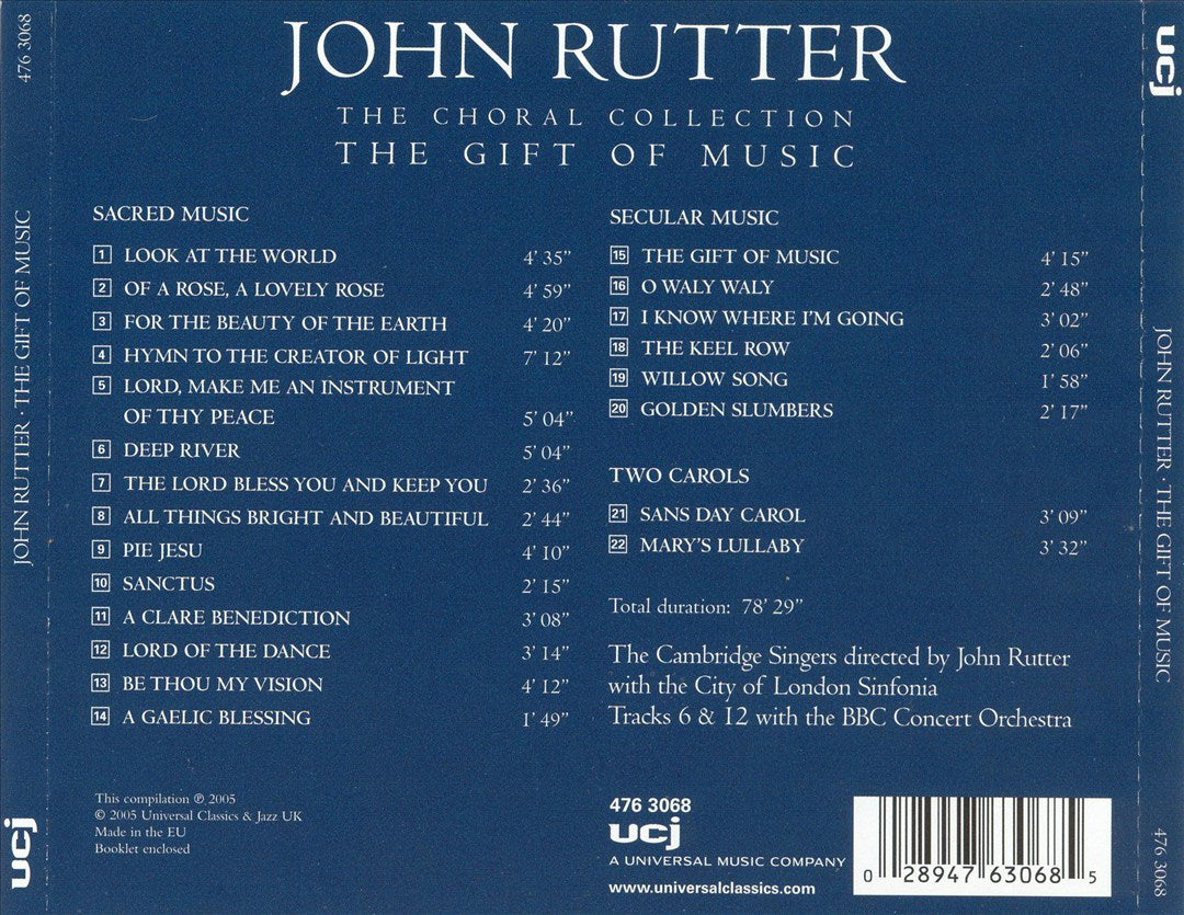John Rutter: The Gift of Music cover art