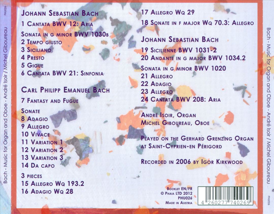 J.S. & C.P.E. Bach: Works for Organ & Oboe cover art