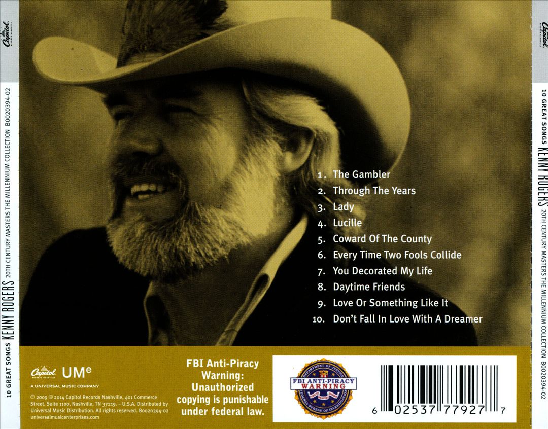 20th Century Masters - The Millennium Collection: The Best of Kenny Rogers [2014] cover art