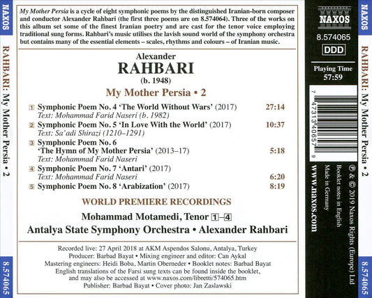Rahbari: My Mother Persia - Symphonic Poems, Vol. 2 cover art