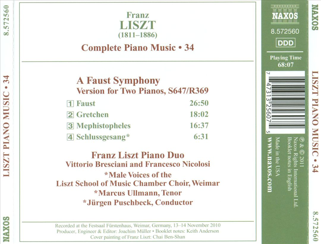 Liszt: A Faust Symphony (version for 2 pianos) cover art