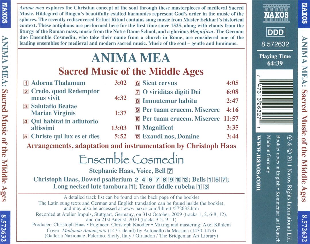 Anima Mea: Sacred Music of the Middle Ages cover art