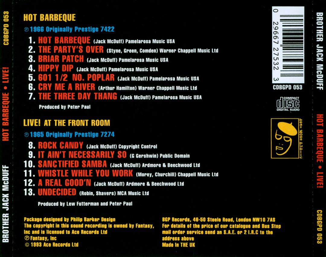 Hot Barbeque/Brother Jack McDuff Live! cover art
