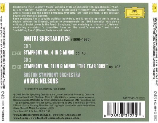 Dmitri Shostakovich: Symphonies Nos. 4 & 11 "The Year 1905" cover art