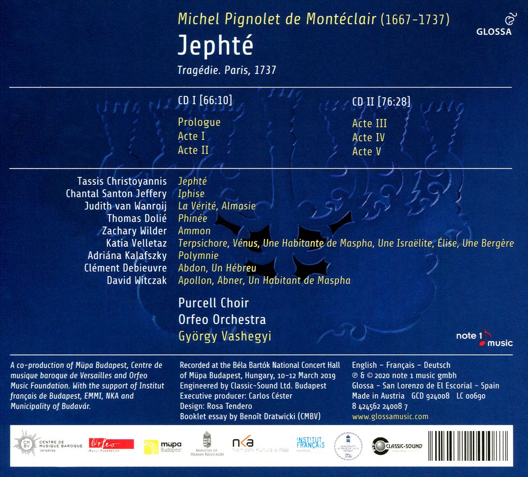 Michel Pignolet de Montéclair: Jephté cover art