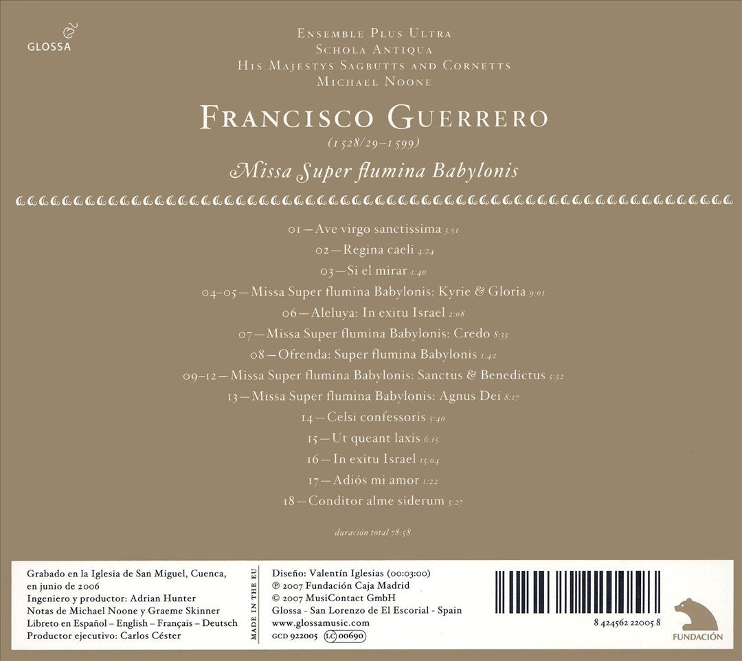Francisco Guerrero: Missa Super flumina Babylonis cover art