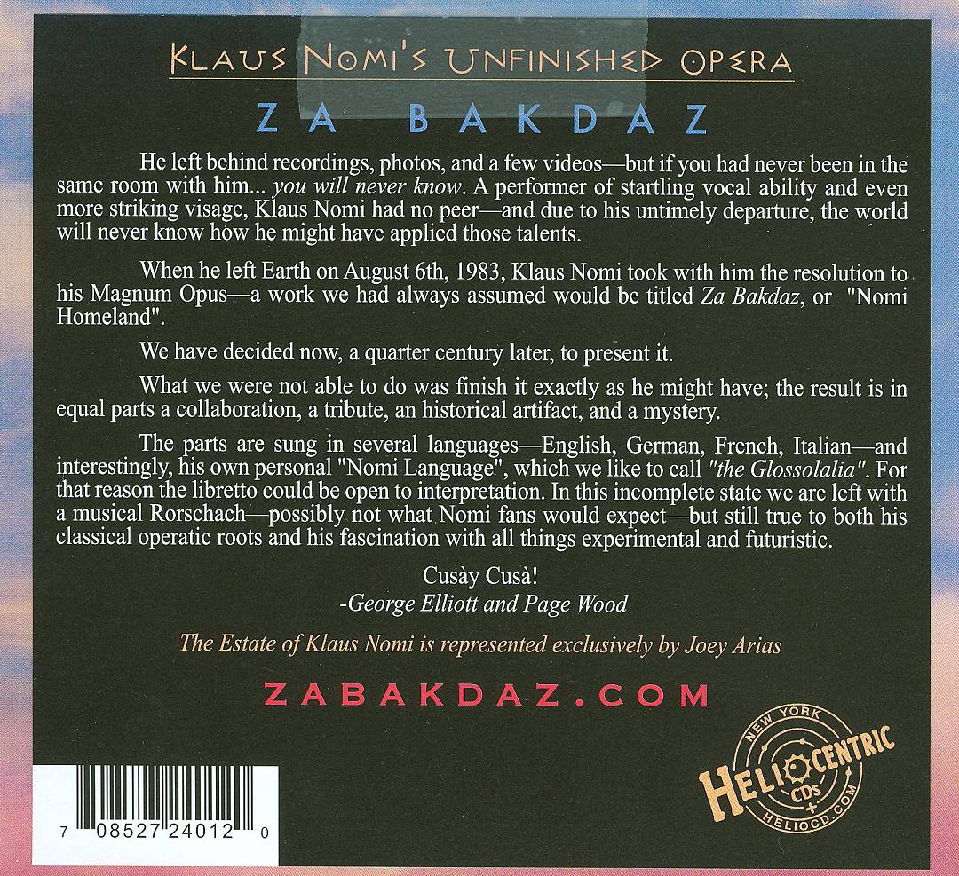 Za Bakdaz: The Unfinished Opera cover art