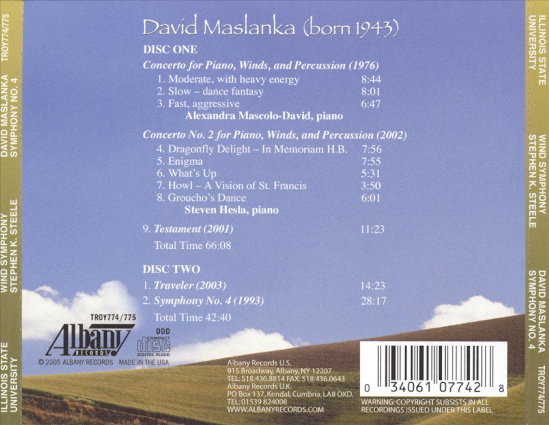David Maslanda: Concerto for Piano, Winds and Percussion; Concerto No. 2 for Piano, Winds and Percussion; Etc. cover art