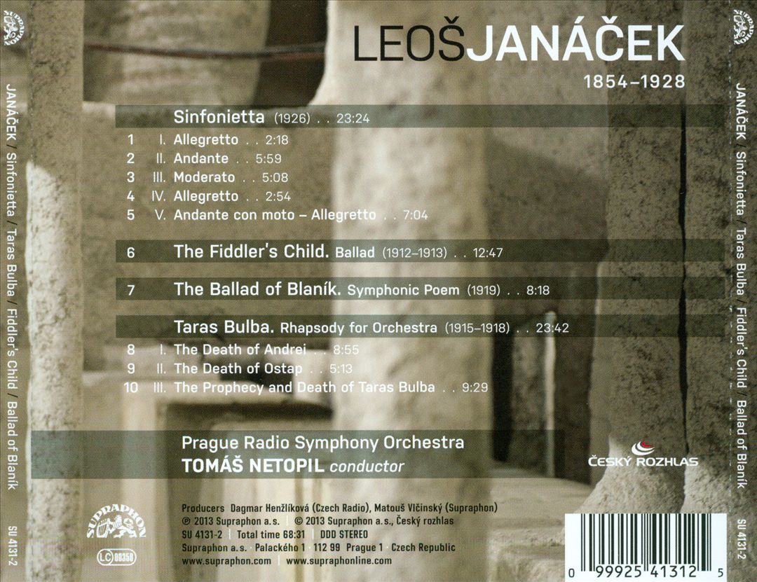 Leos Janácek: Sinfonietta; Taras Bulba; The Ballad of Blanik; The Fiddler's Child cover art