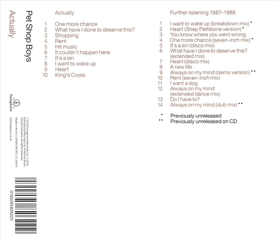 Actually: Further Listening: 1987-1988 cover art