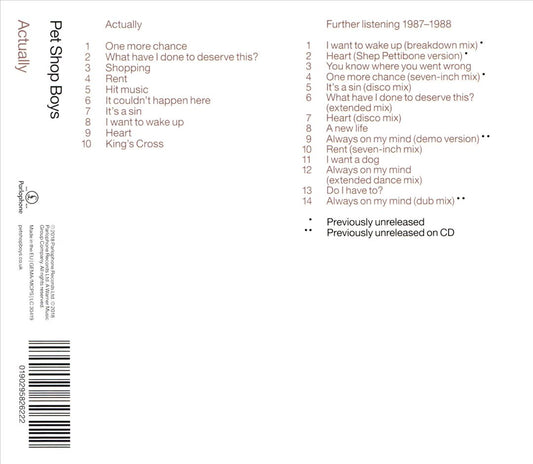 Actually: Further Listening: 1987-1988 cover art