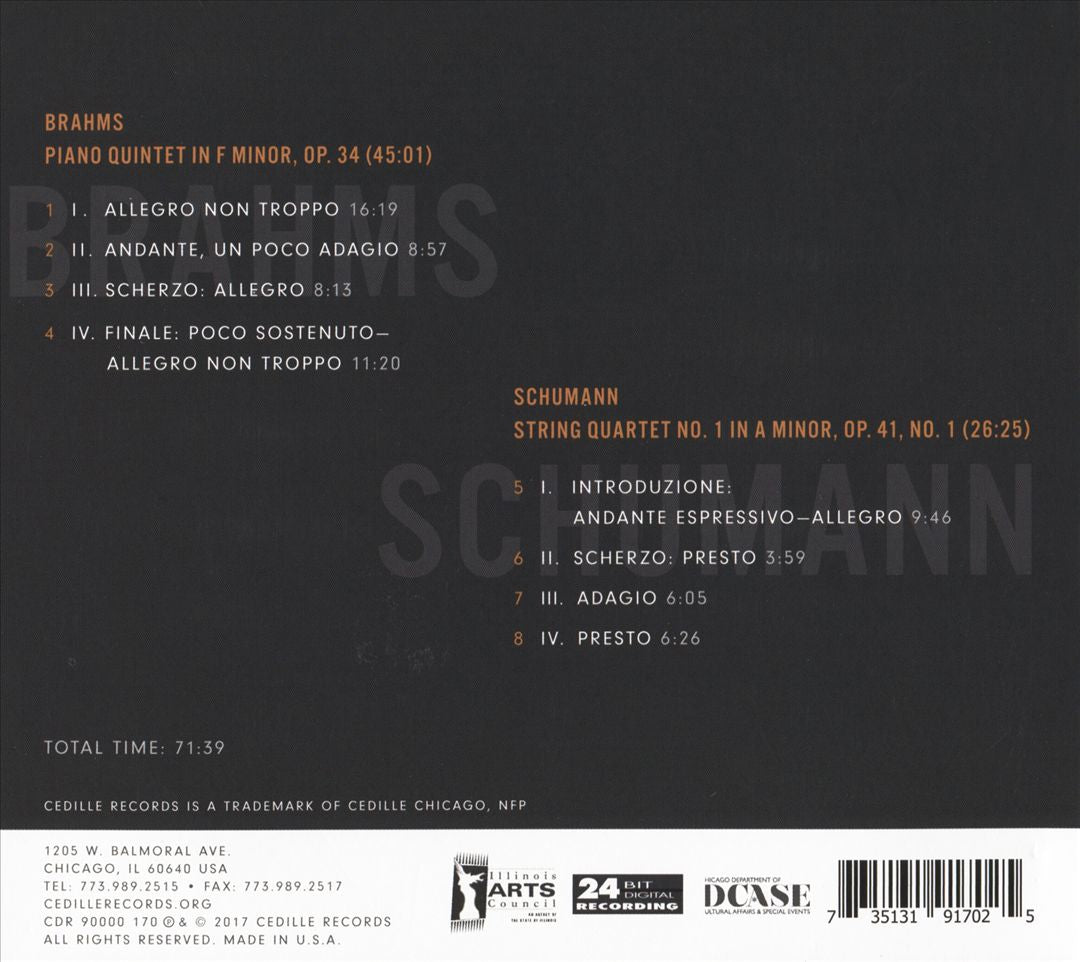 Brahms: Piano Quintet; Schumann: String Quartet No. 1 cover art