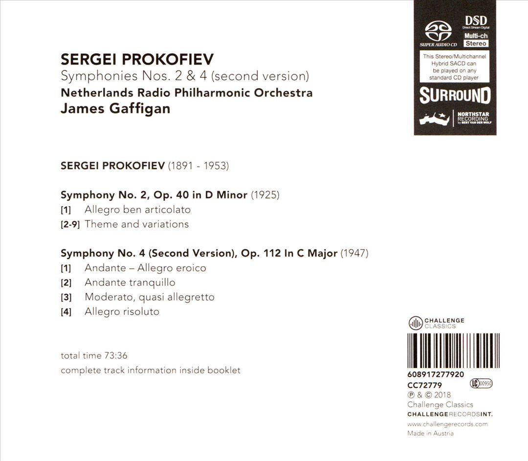 Prokofiev: Symphonies Nos. 2 & 4 (second version) cover art