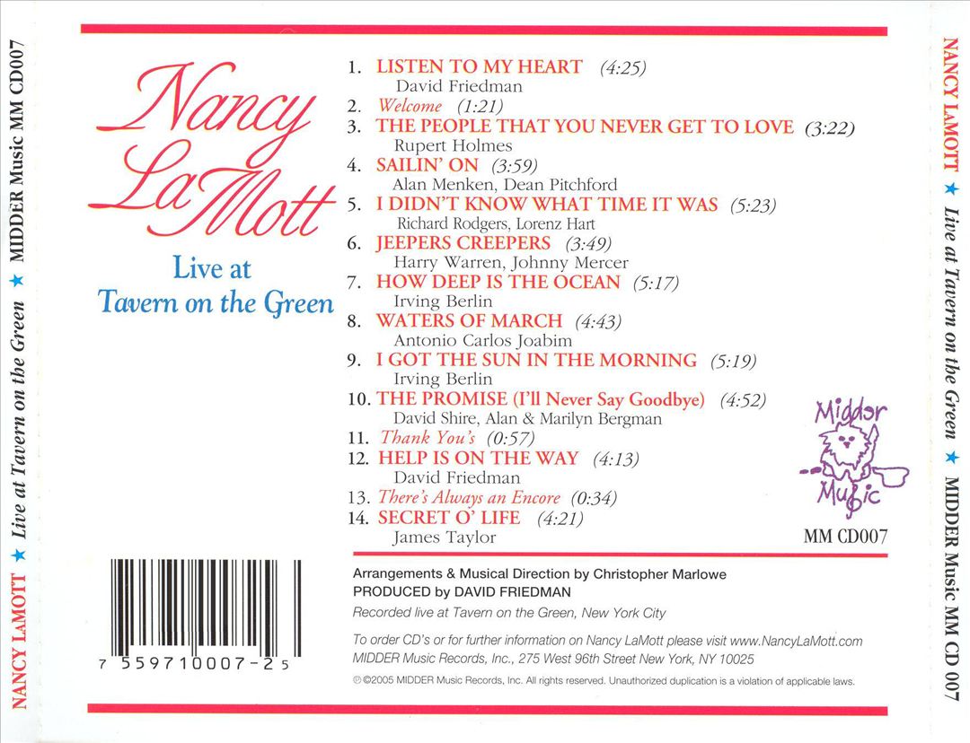 Live at Tavern on the Green cover art