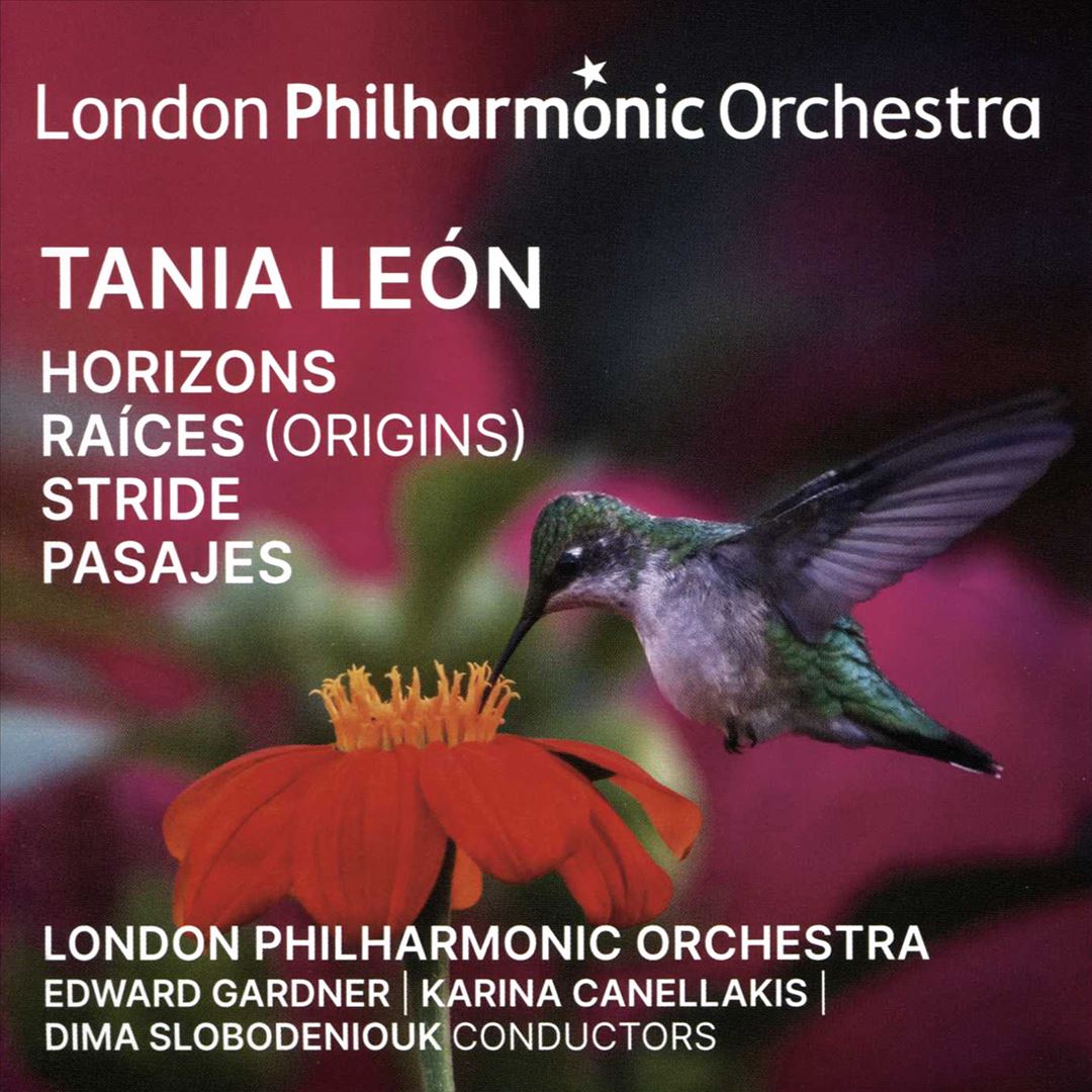 Tania León: Horizons; Raíces (Origins); Stride; Pasajes cover art