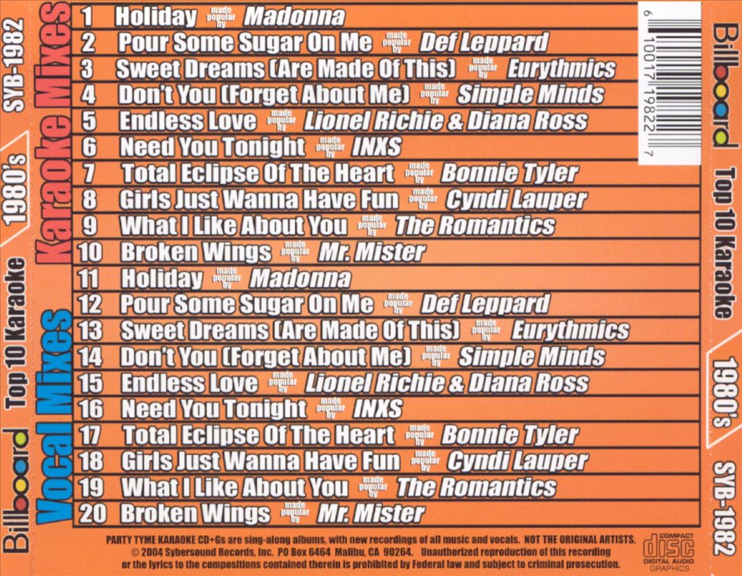 Billboard Top 10 Karaoke: 1980's, Vol. 2 cover art