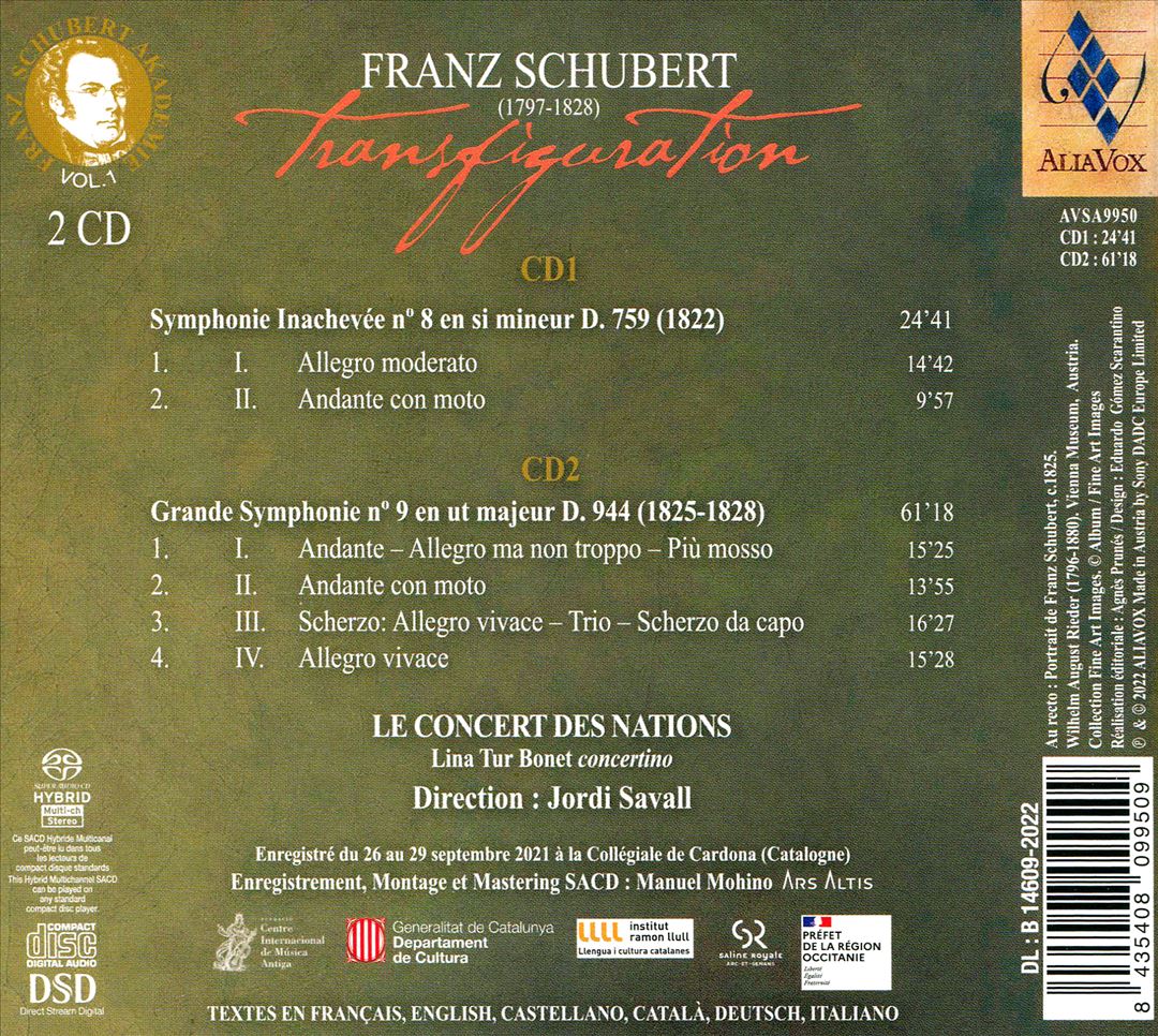 Transfiguration: Schubert - Symphonie Inachevée; Grande Symphonie cover art