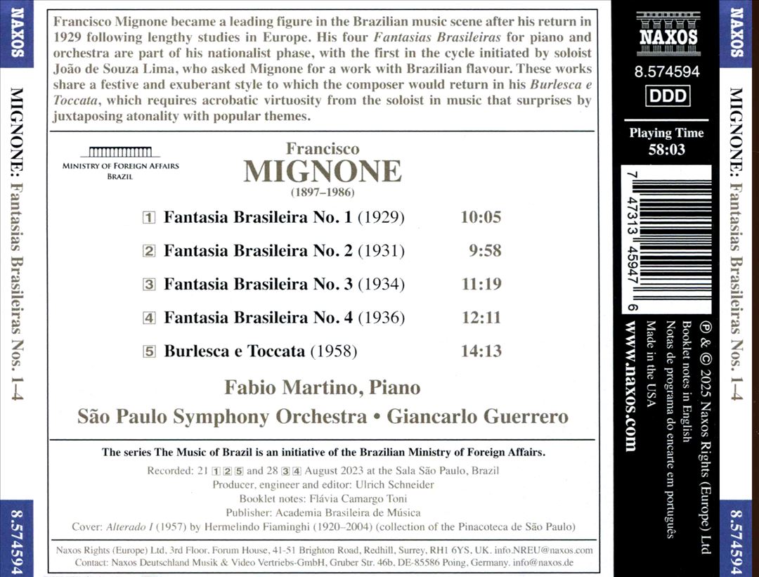 Francisco Mignone: Fantasias Brasileiras Nos. 1-4 cover art
