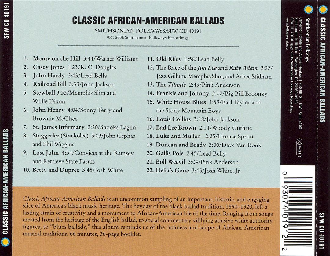 Classic African American Ballads from Smithsonian Folkways cover art