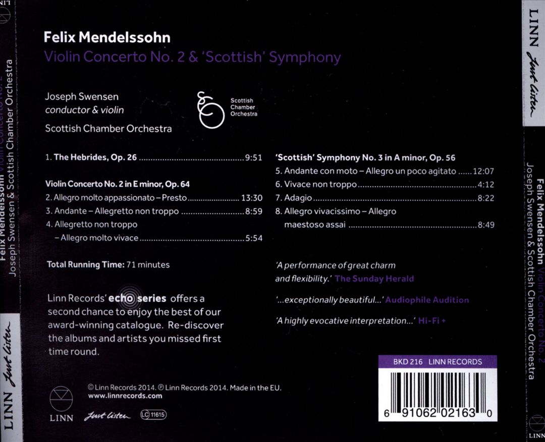 Mendelssohn: Violin Concerto No. 2 &  'Scottish' Symphony cover art