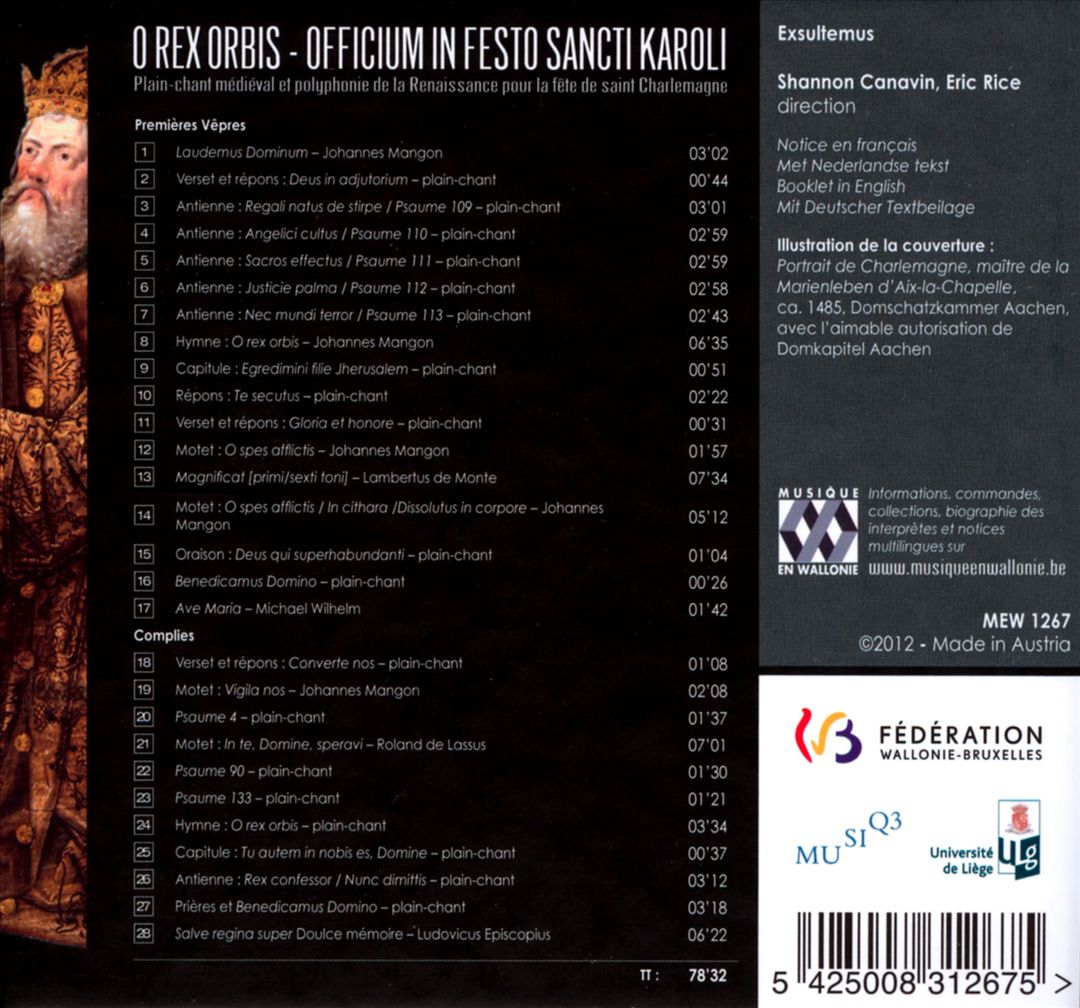O rex orbis: Officium in festo sancti Karoli cover art