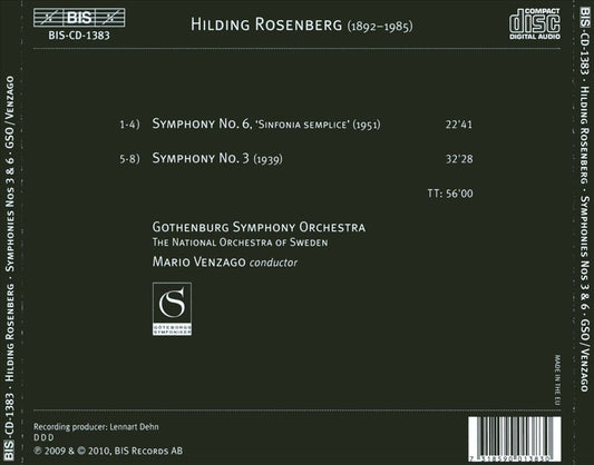 Hilding Rosenberg: Symphonies Nos. 3 & 6 cover art
