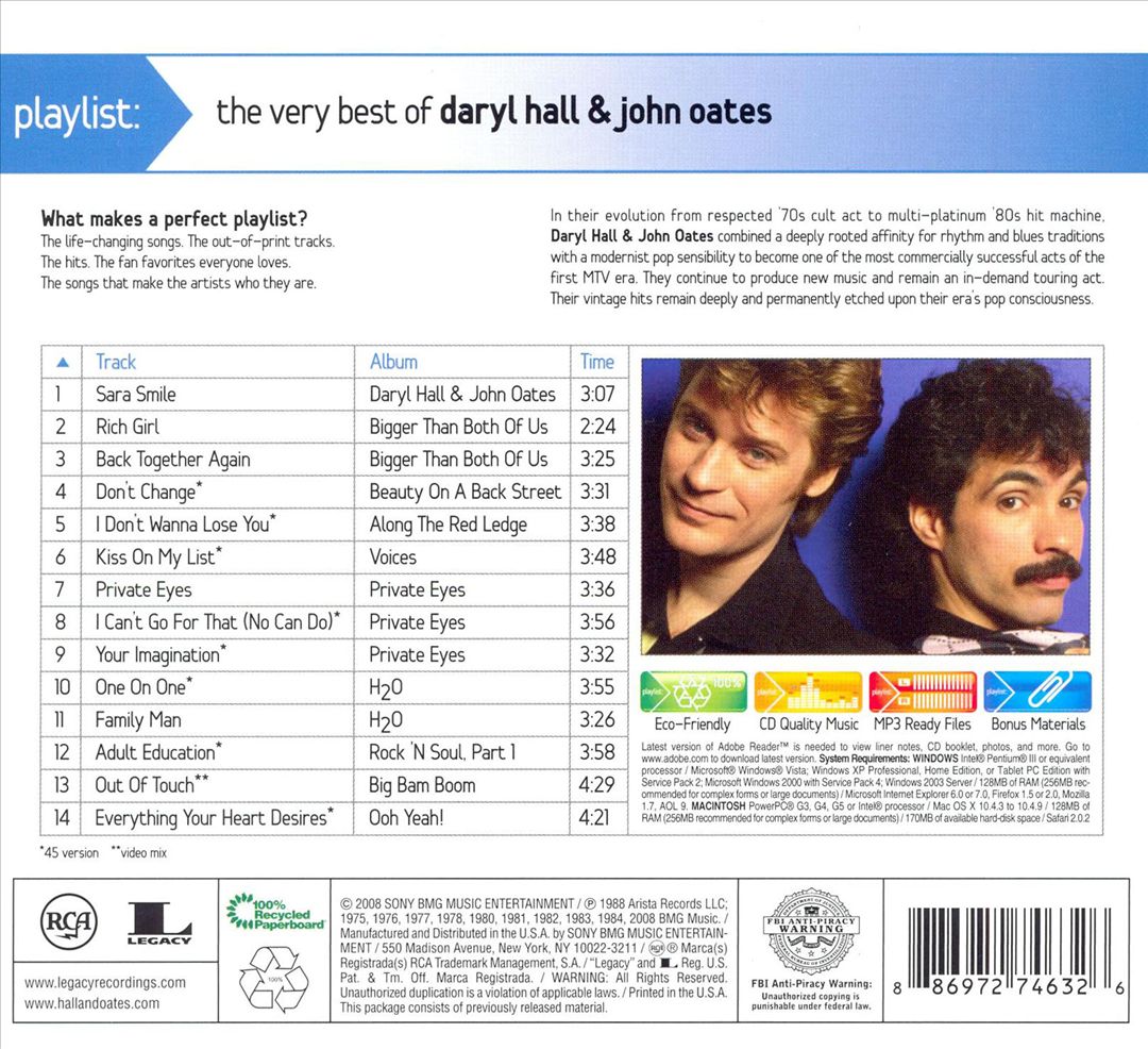 Playlist: The Very Best of Daryl Hall & John Oates cover art