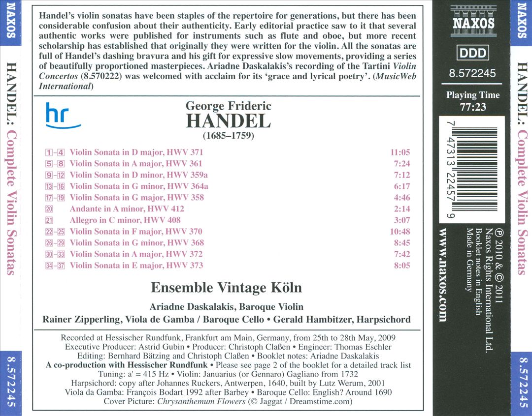 Handel: Complete Violin Sonatas cover art