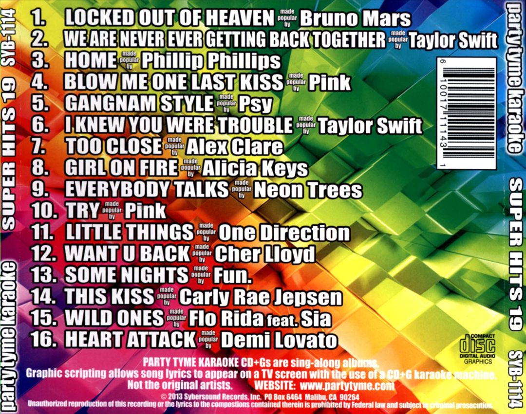 Party Tyme Karaoke - Super Hits 19 [16-song CD+G] cover art