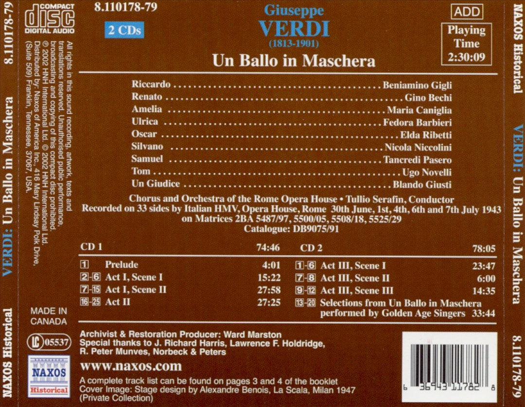 Verdi: Un Ballo in Maschera cover art