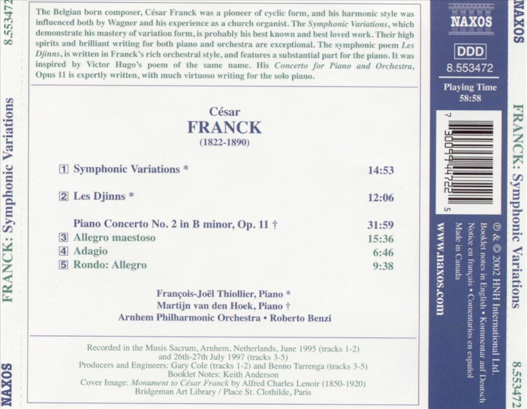 Franck: Symphonic Variations; Les Djinns; Piano Concerto No. 2 cover art