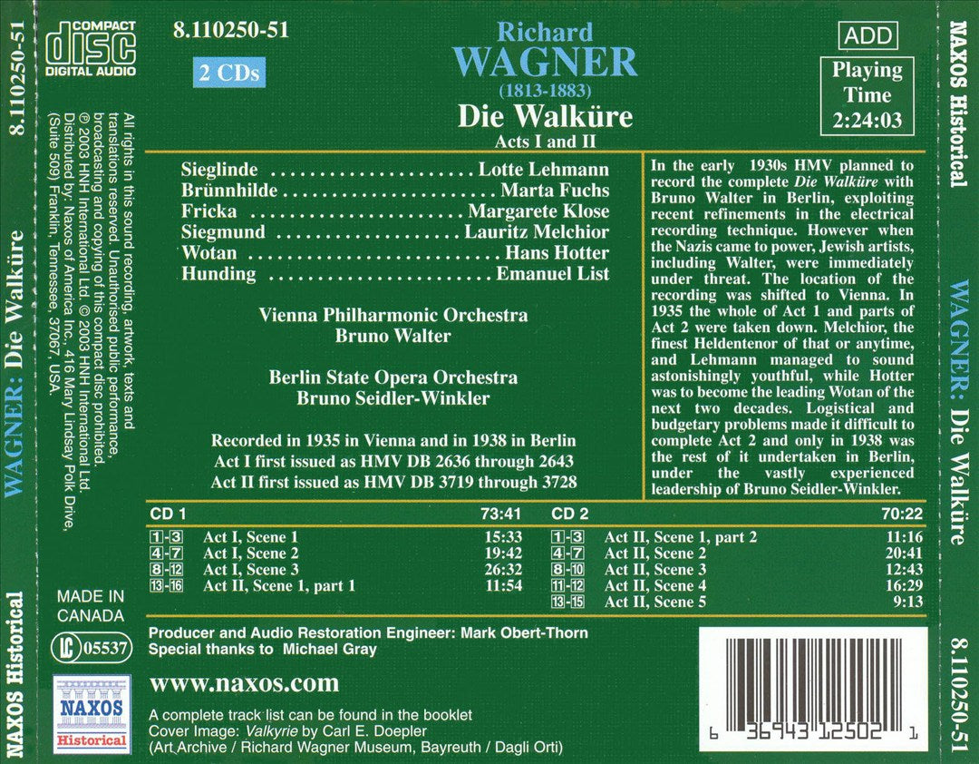 Wagner: Die Walküre (Acts 1 and 2) cover art