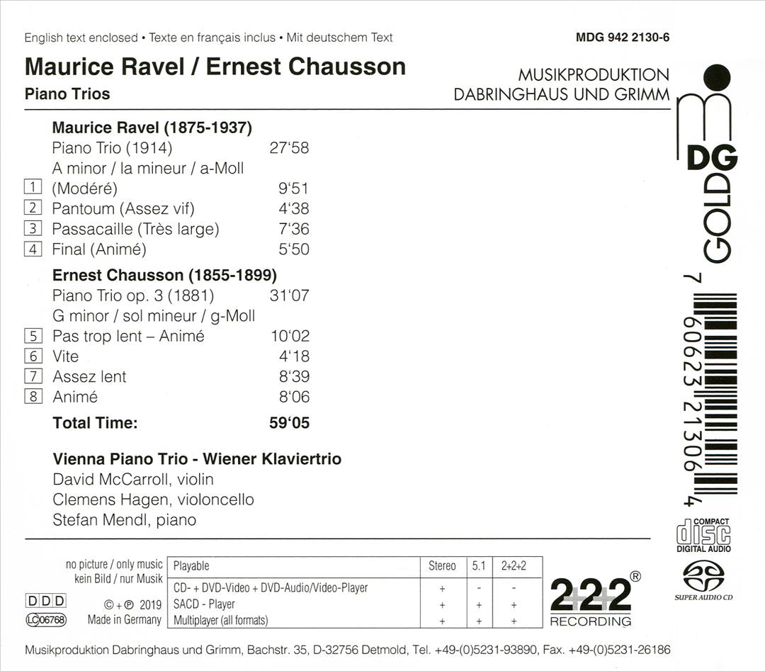 Maurice Ravel, Ernest Chausson: Piano Trios cover art