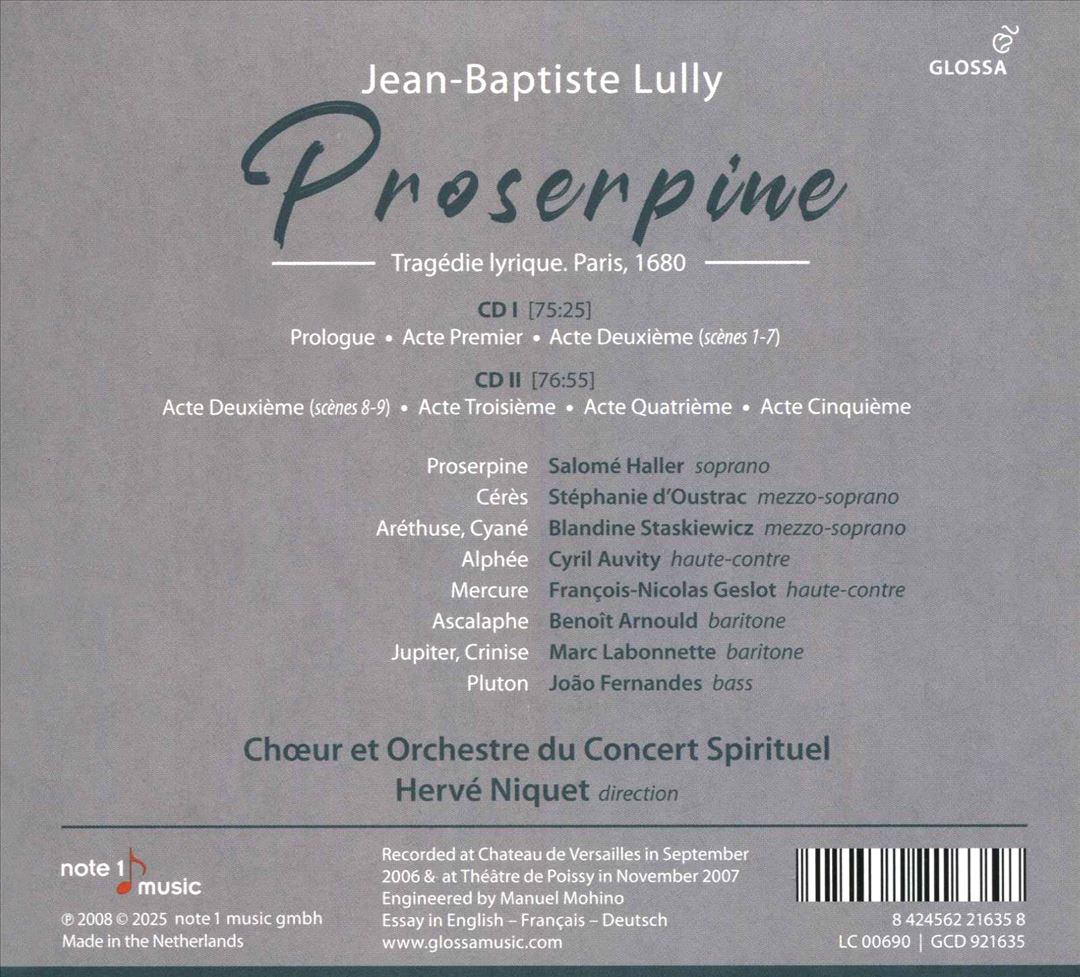 Jean-Baptiste Lully: Proserpine cover art