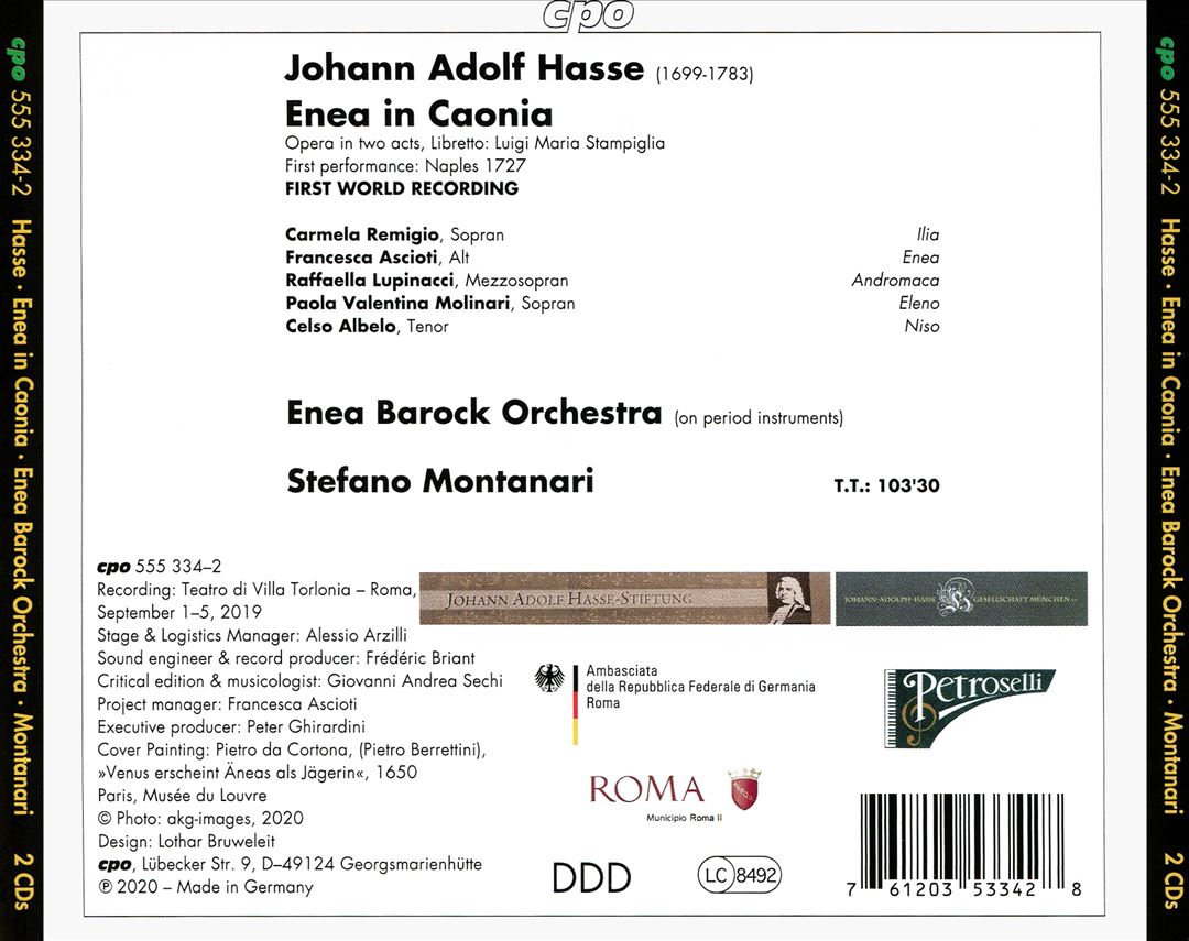 Johann Adolf Hasse: Enea in Caonia cover art