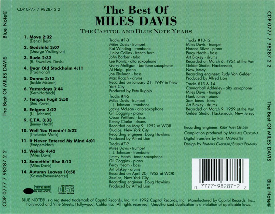 The Best of Miles Davis: The Capitol/Blue Note Years  [Blue Note] cover art