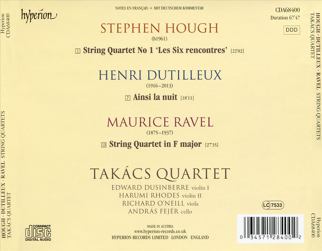 Hough, Dutilleux & Ravel: String Quartets cover art