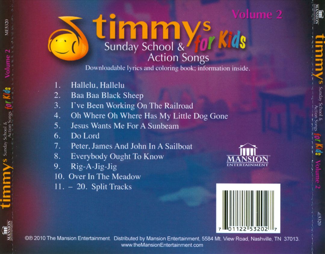 Timmy's Sunday School & Action Songs For Kids, Vol. 2 cover art