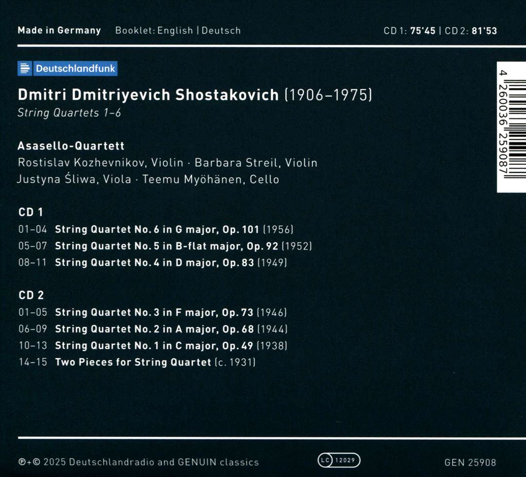 Shostakovich: String Quartets 1-6 cover art