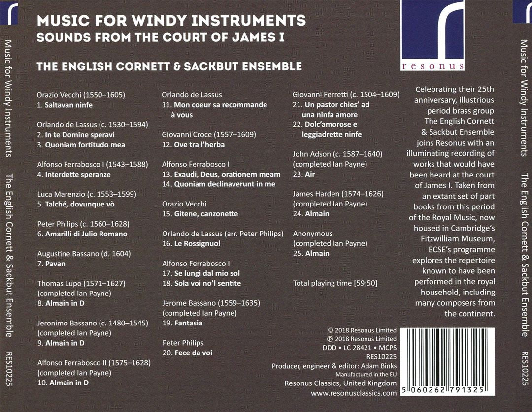 Music for Windy Instruments: Sounds from the Court of James I cover art