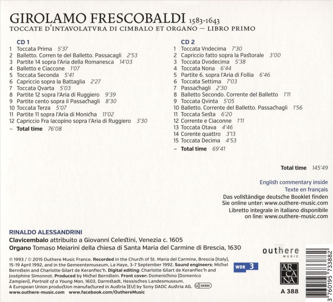 Frescobaldi: Toccate d'Intavolatura di Cimbalo et Organo, Libro Primo cover art